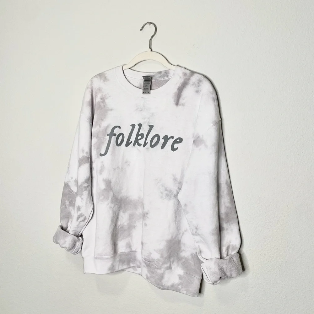 Taylor Swift Folklore Tie Dye Pullover Oversized Sweatshirt Concert Merch